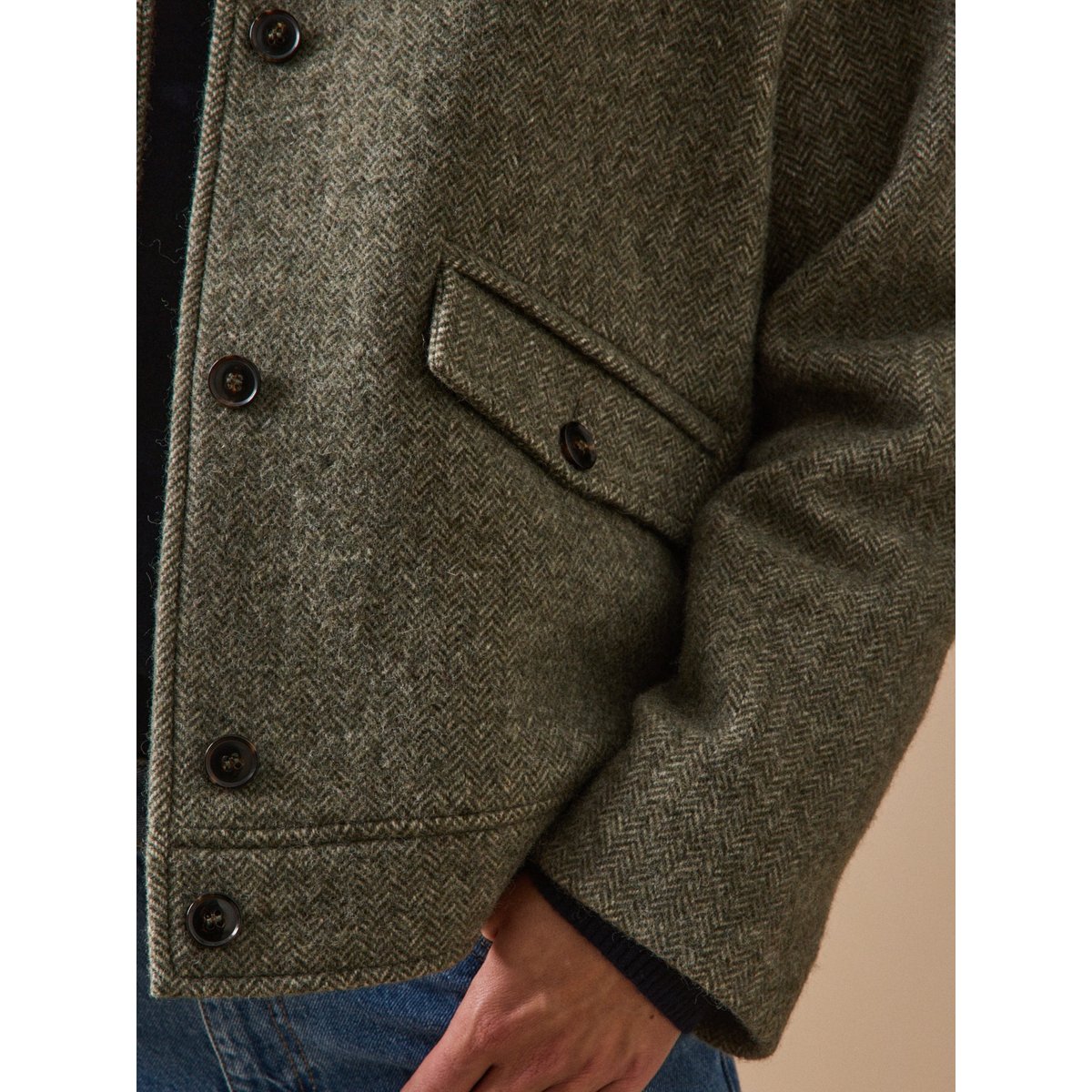 Manteau court lainage chevrons kaki, CYRILLUS