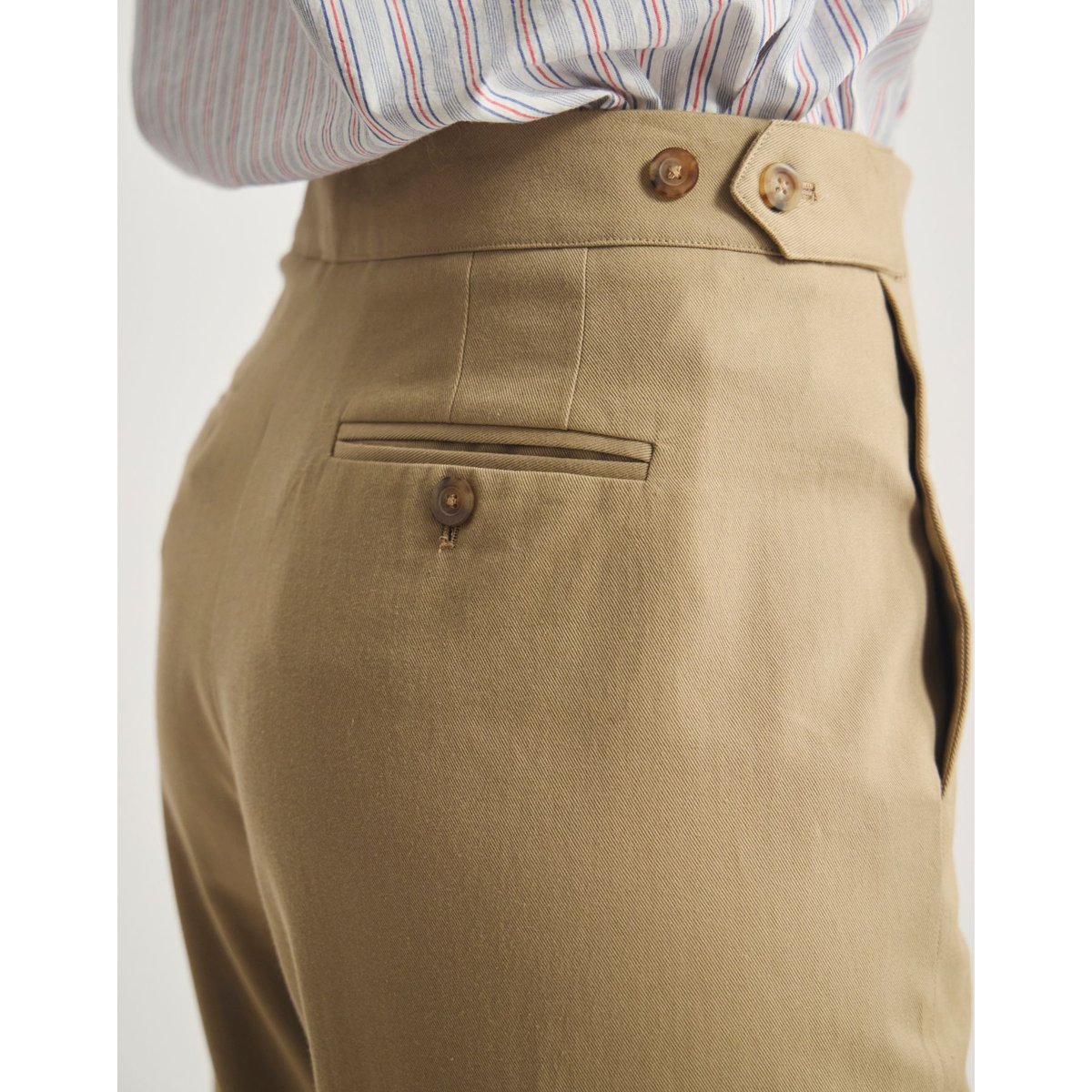Pantalon à pinces Piotr en coton bio beige, INES DE LA FRESSANGE PARIS