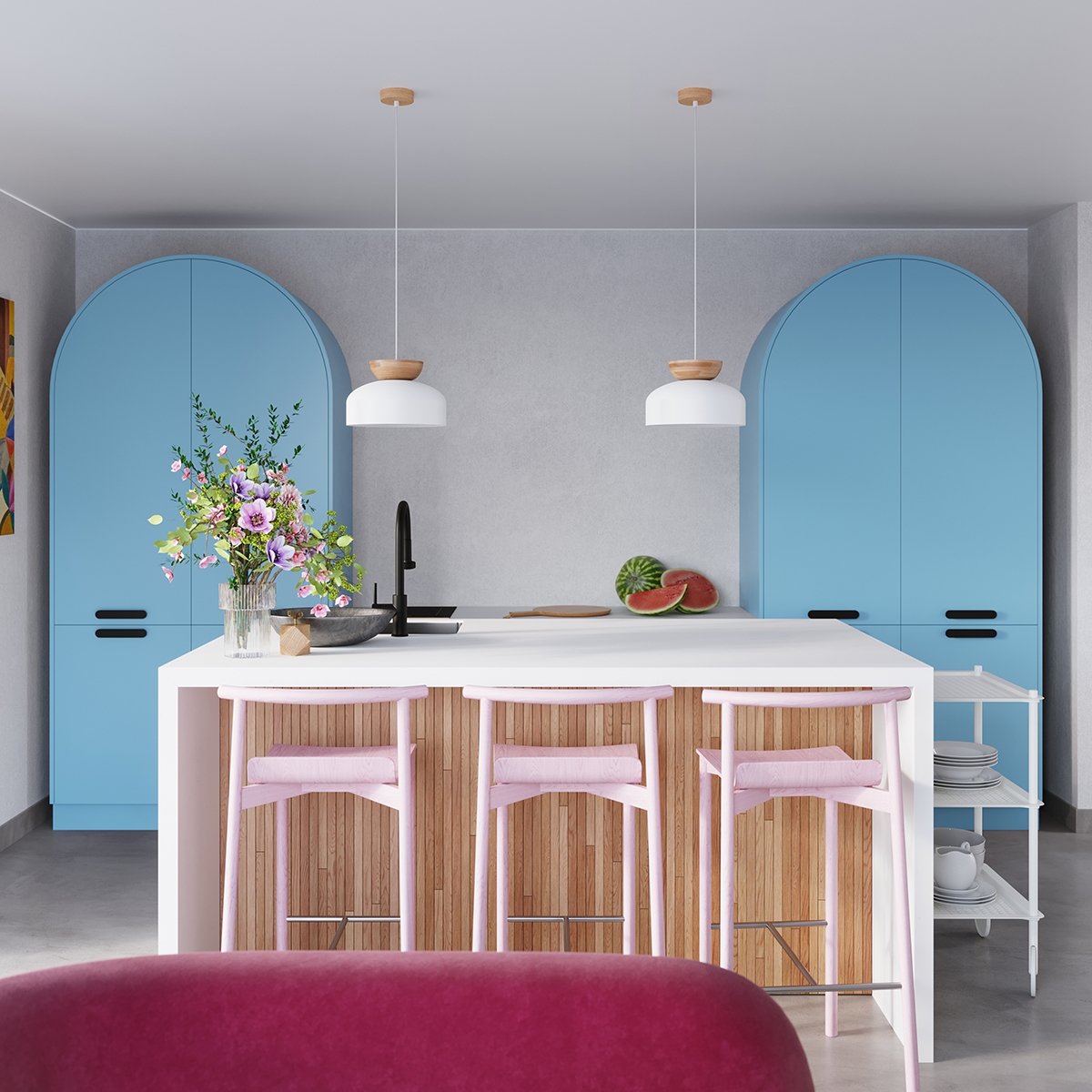 Suspension Bois Blanc/Bois Naturel E27 1 Marion blanc, EDEN