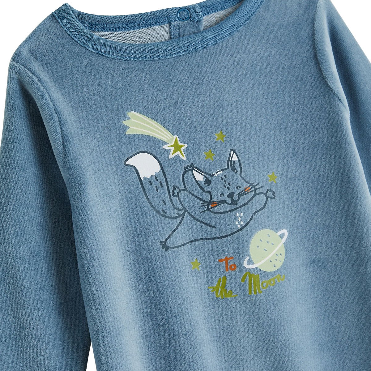 Pyjama bébé en velours Edouard bleu, PETIT BEGUIN