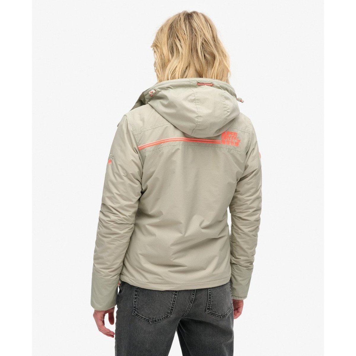 Veste à capuche Pop Zip Arctic SD-Windcheater gris saule quadrillage, SUPERDRY