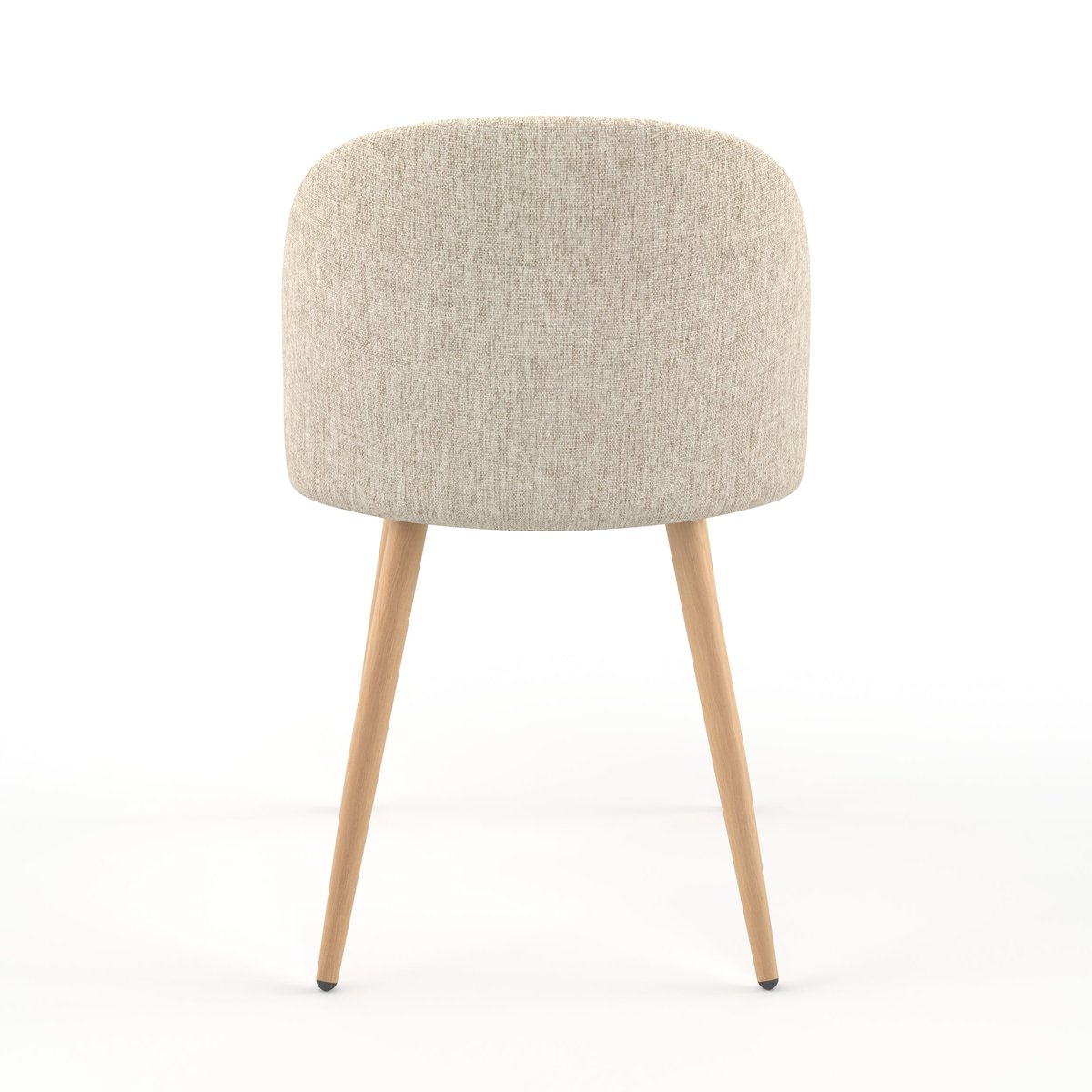 Lot de 2 chaises en tissu, pieds en métal effet bois - COZY greige, MAISON PAVANE