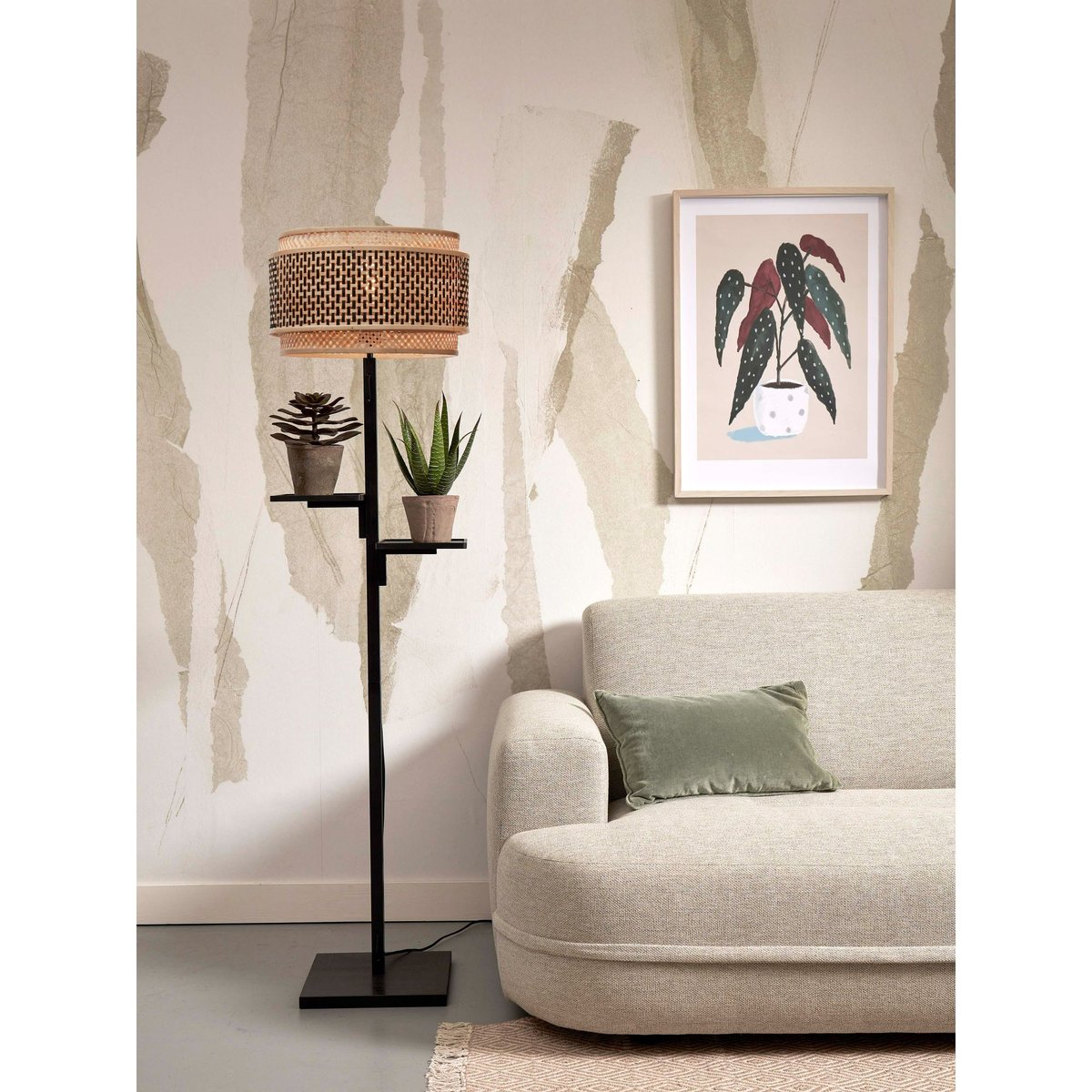 Lampadaire Bambou BHUTAN naturel, GOOD & MOJO