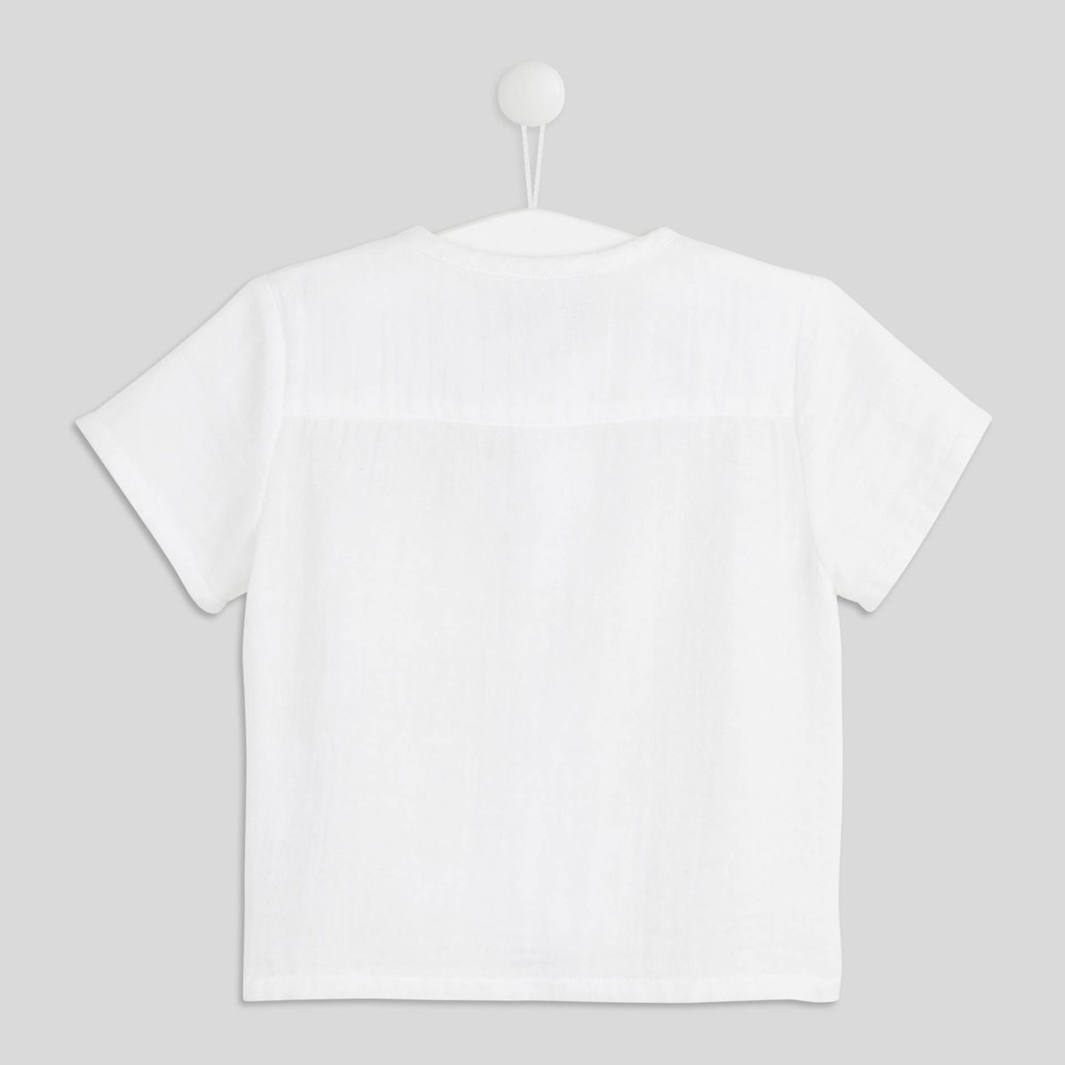 Chemise manches courtes col mao uni en coton BIO blanc, BOUT'CHOU