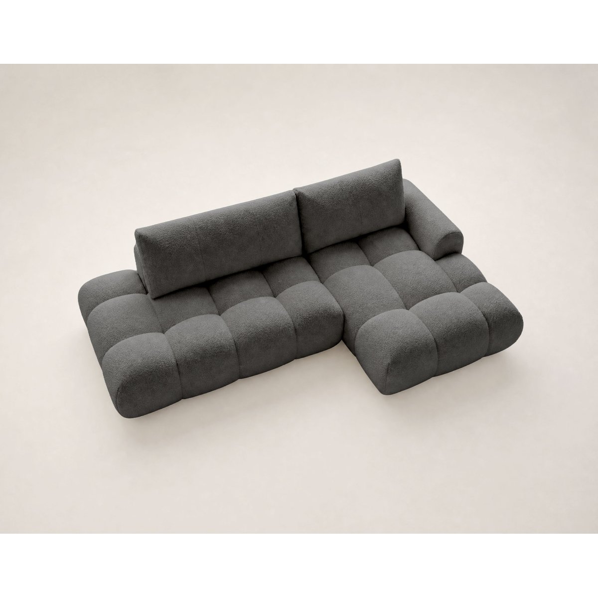Canapé d'Angle Convertible en Tissu bouclette 4 places - YULIN gris, LISA DESIGN