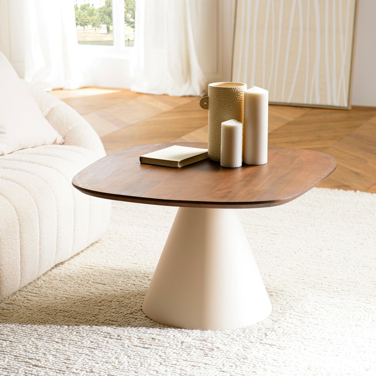 Table basse 80 cm en manguier pied métal TOSCA marron, PIER IMPORT