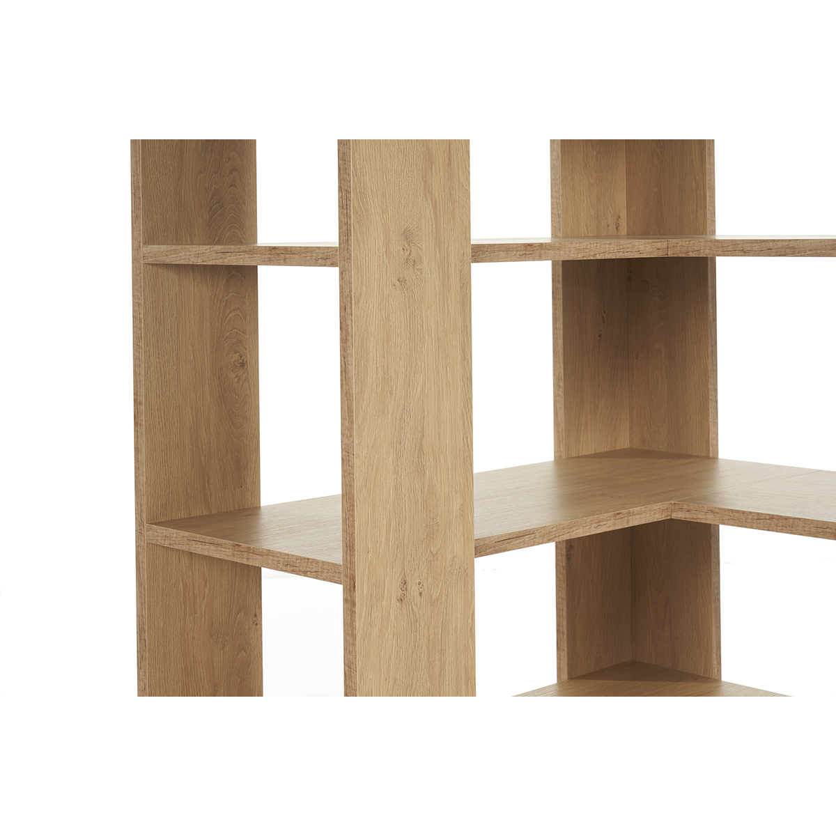 Bibliothèque étagère d'angle finition bois clair chêne L95 cm MUSSO chêne clair, MILIBOO