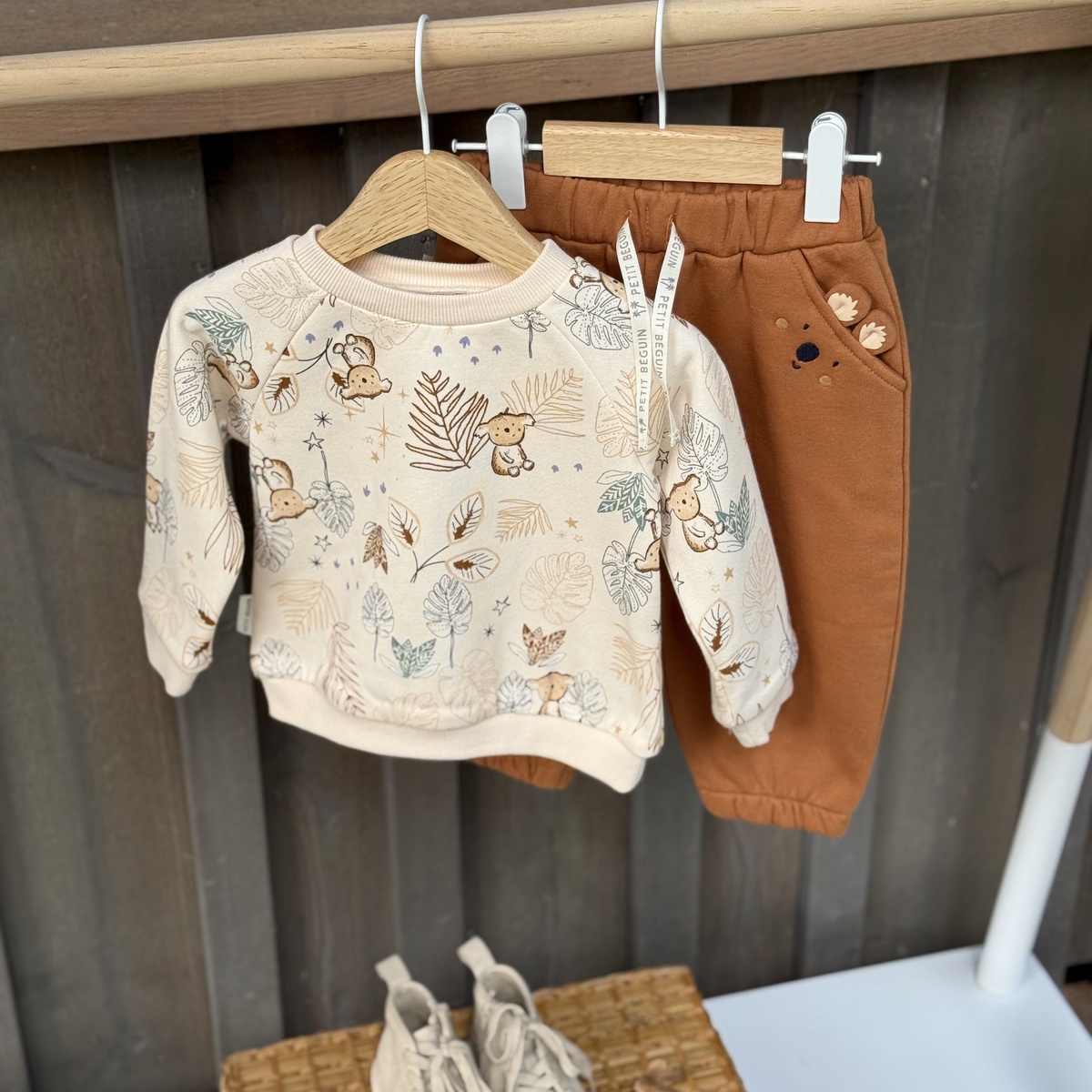 Ensemble enfant sweat et pantalon en molleton Constellation camel, PETIT BEGUIN