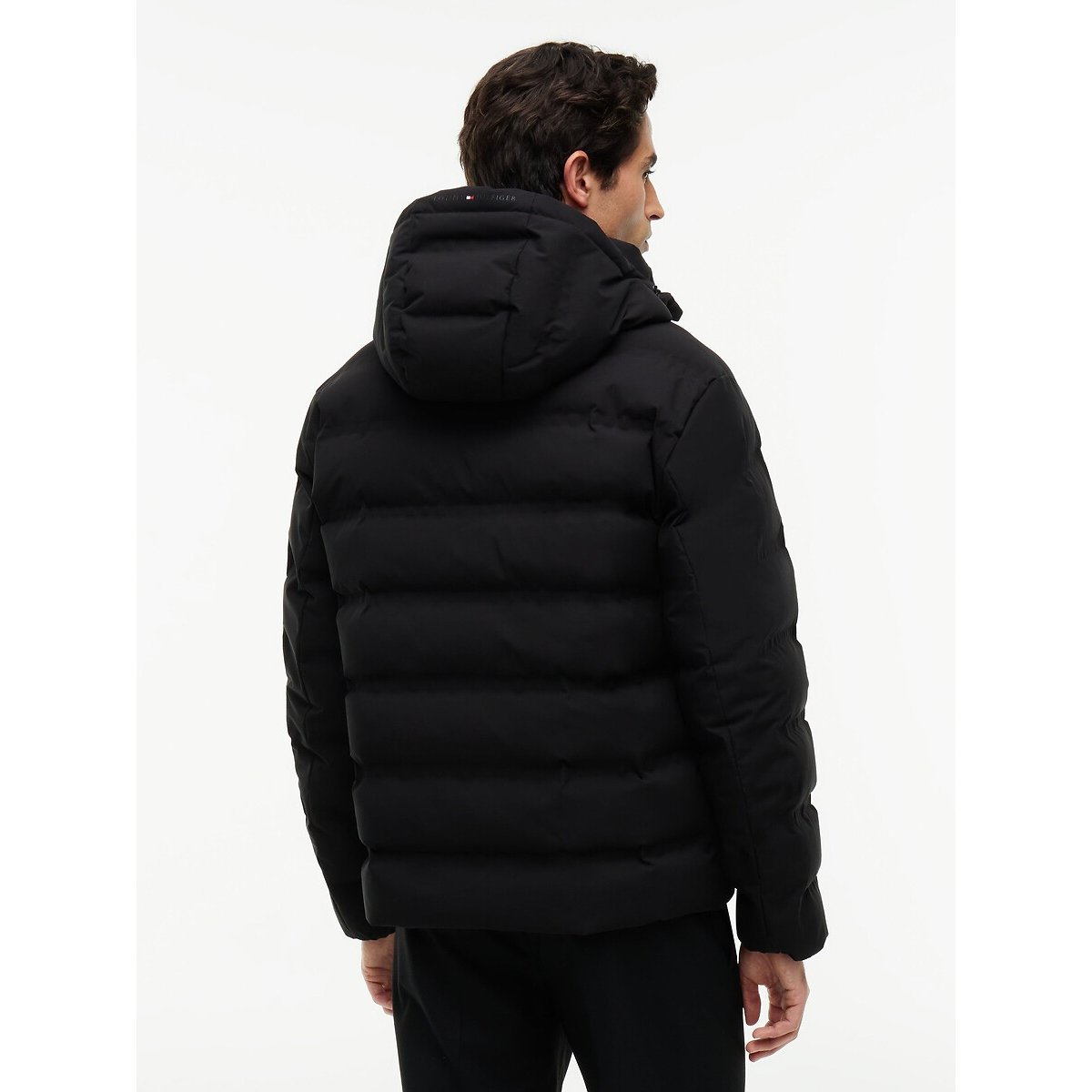 Piumino con cappuccio nero , TOMMY HILFIGER