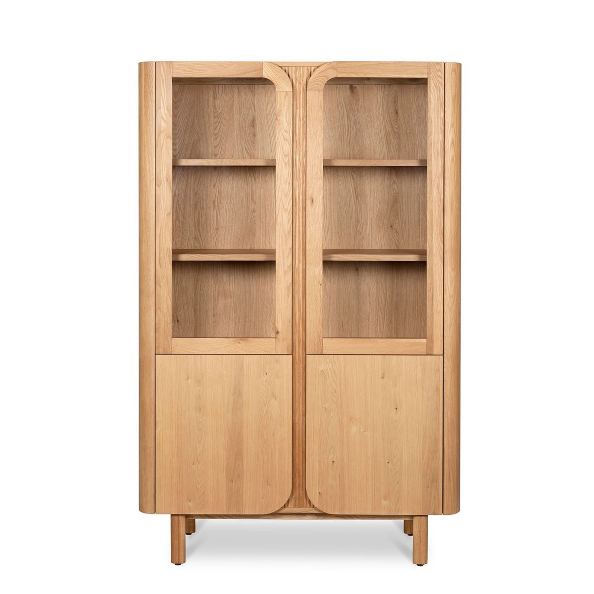 Vitrine 4 portes 2 en verre et 2 en bois naturel, ZAGO