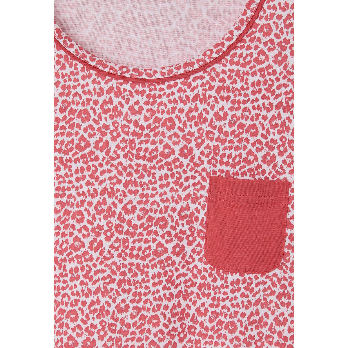 Chemise de nuit en pur coton rose animalier, DAMART