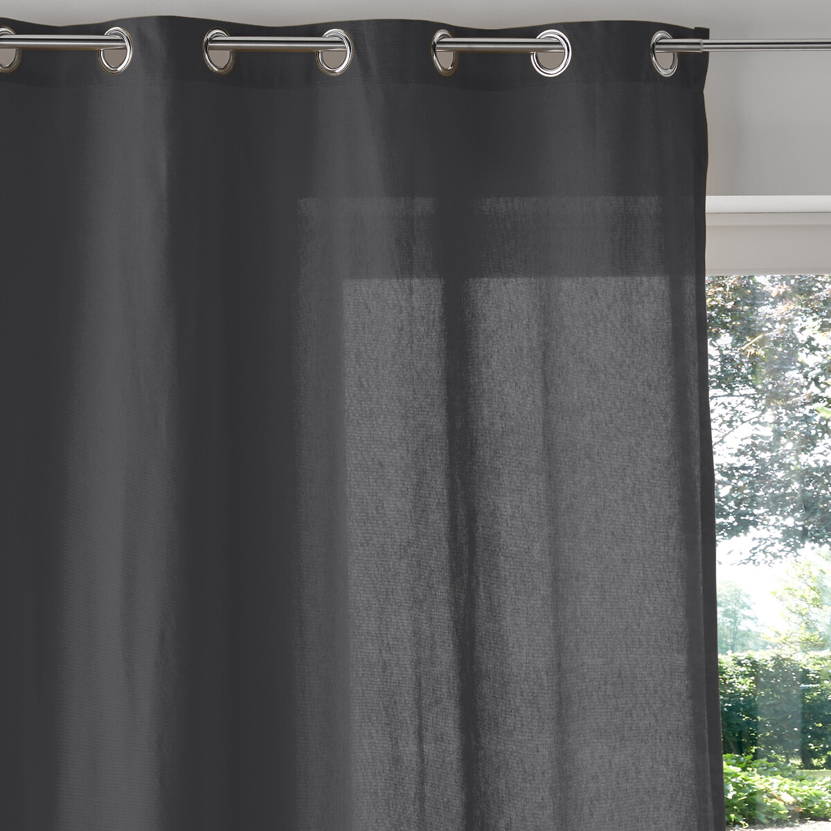 Rideau radiateur œillets pur coton, Scenario gris foncé, LA REDOUTE INTERIEURS