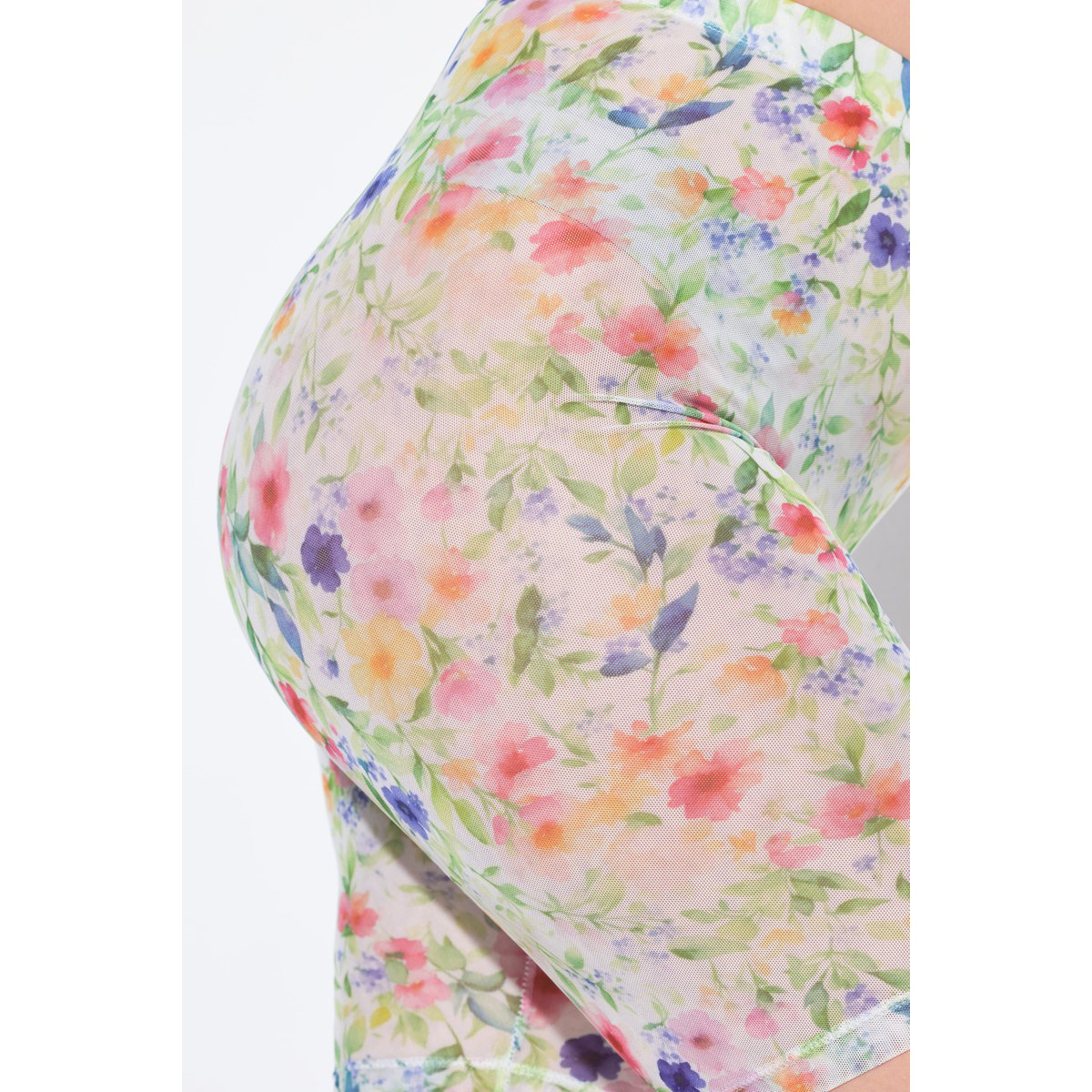 Panty en mesh. Imprimé à fleurs multicolore, ULLA POPKEN