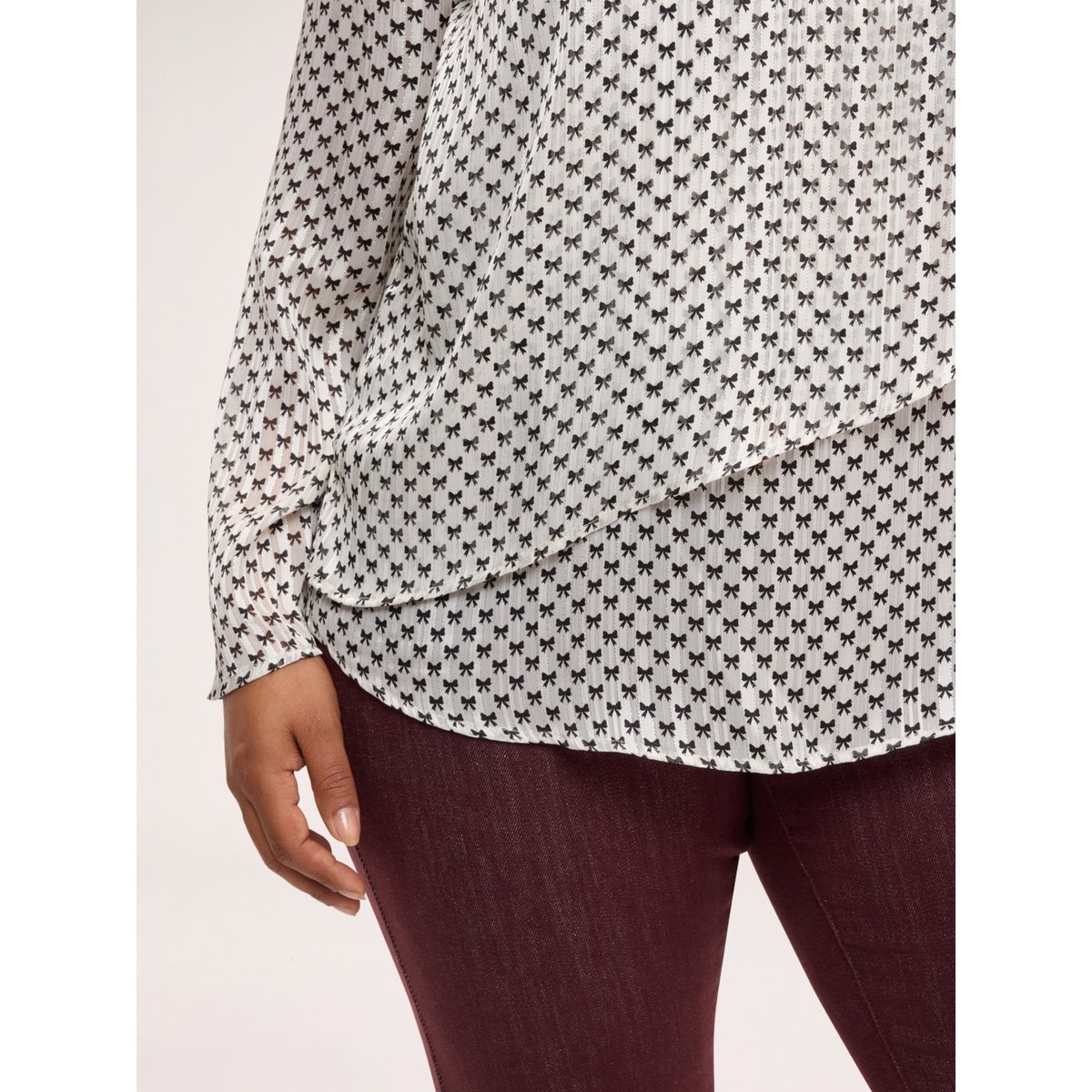 Blouse avec imprimé et volant blanc, FIORELLA RUBINO