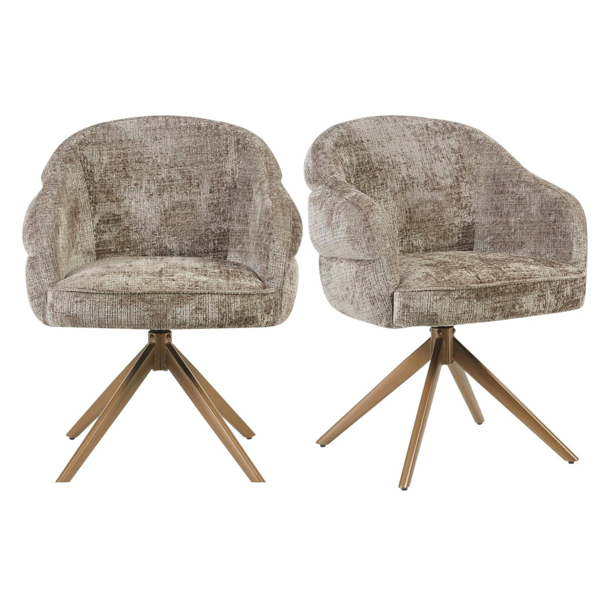 Chaise arrondie pivotante dossier structuré (lot de 2) CORTINA greige, PIER IMPORT