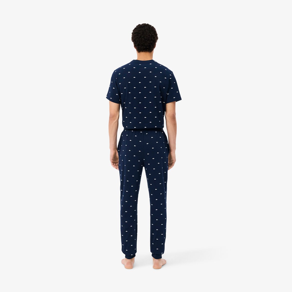 Pantalon pyjama coton imprimé bleu-525, LACOSTE