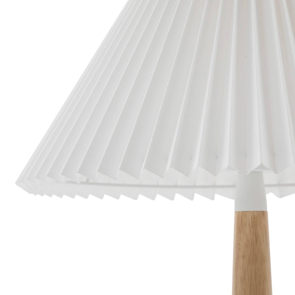 Lampe à poser en bois scandinave, Ellorin blanc, bois clair, LUCANDE
