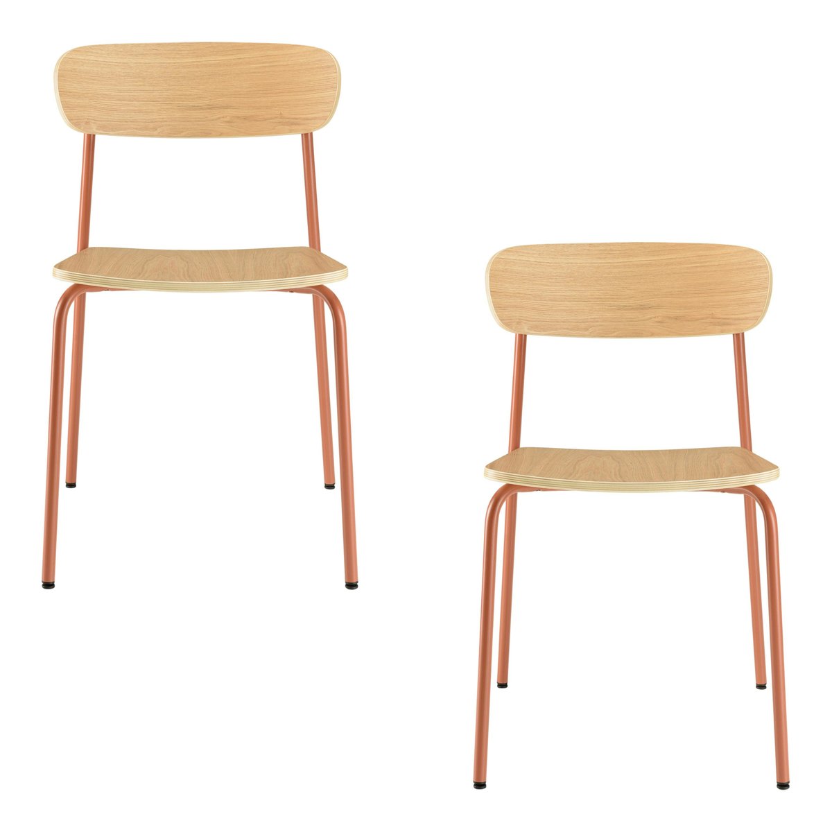 Chaise bois et métal terracota style écolier (lot de 2) TIM bois naturel, PIER IMPORT