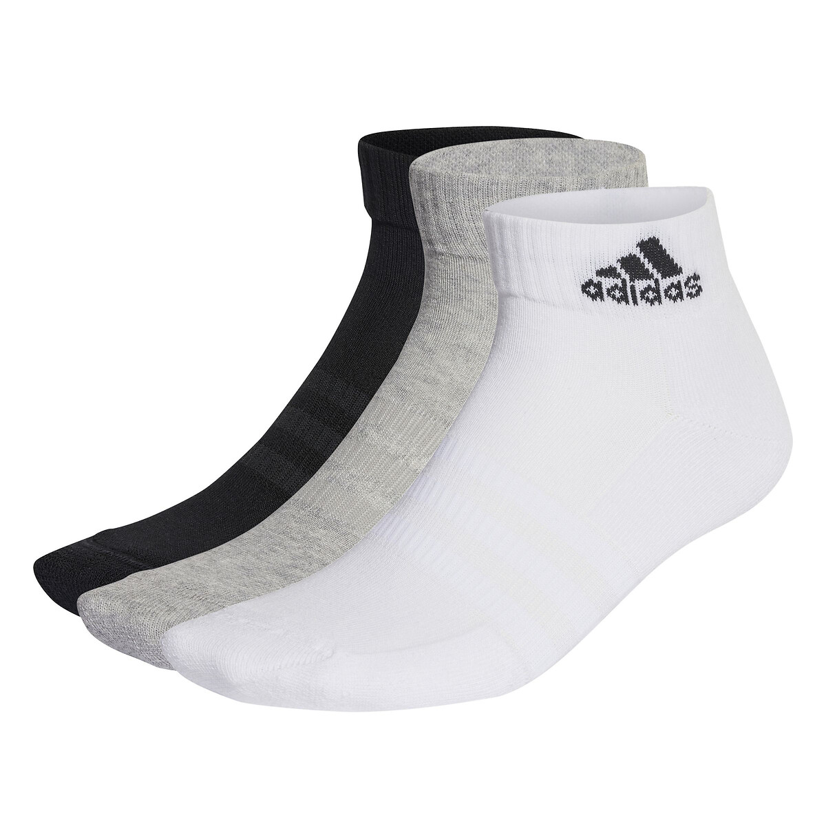 Pack of 3 Pairs of Sportswear Quilted Socks black + white + grey, adidas Performance
