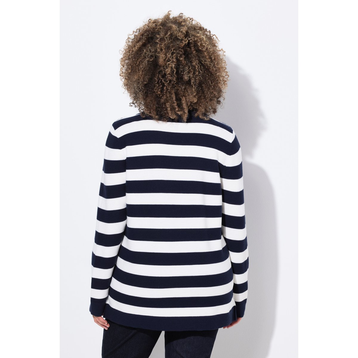 Pull rayé, maille envers marine, ULLA POPKEN