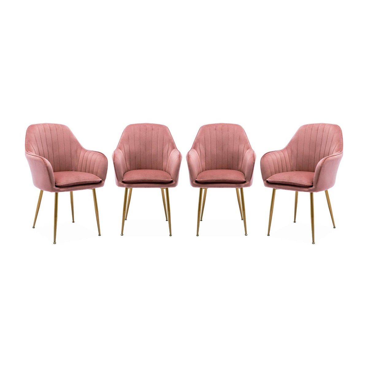 Fauteuil velours et pieds métal (lot de 4) SHELLA vieux rose, SWEEEK