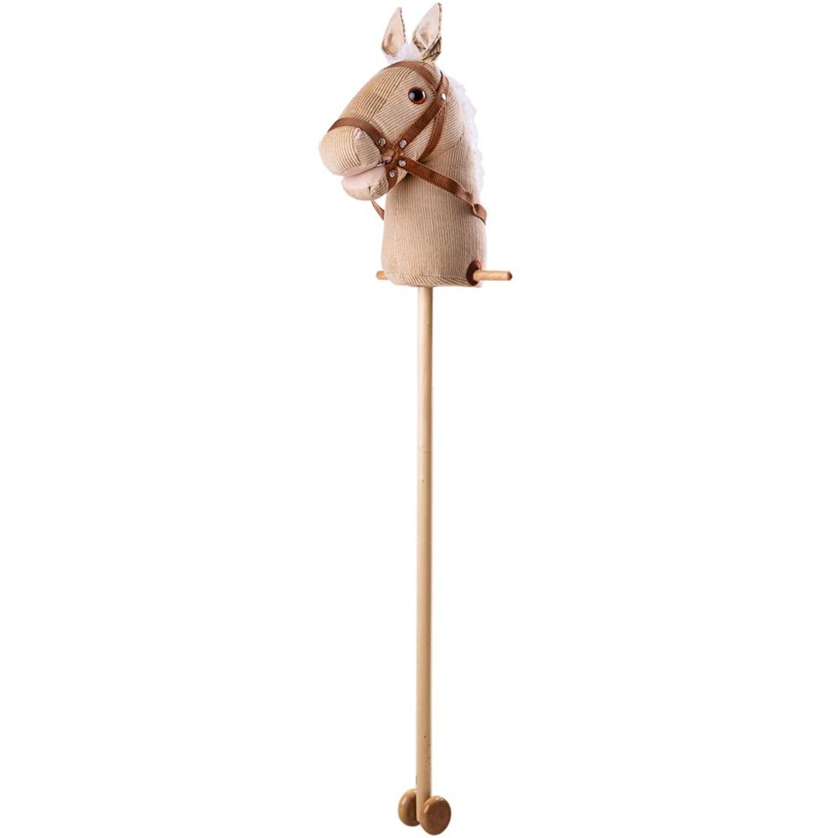 Cheval bâton en bois et velours côtelé marron, BIGJIGS