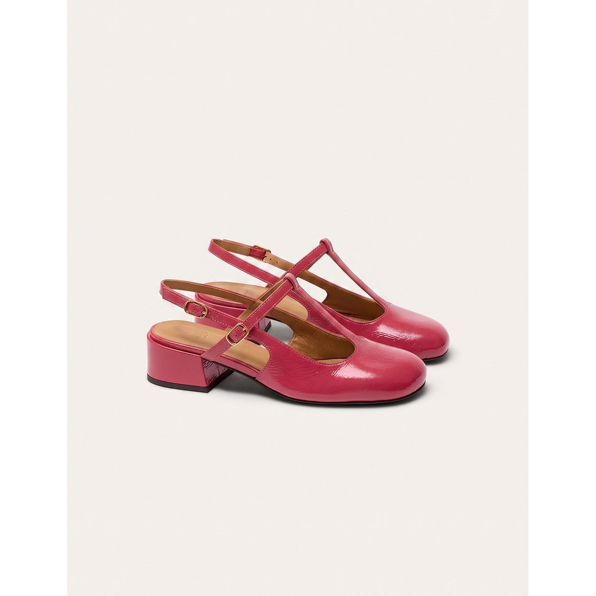 Escarpins RYLA cuir plissé verni rose, ODAJE