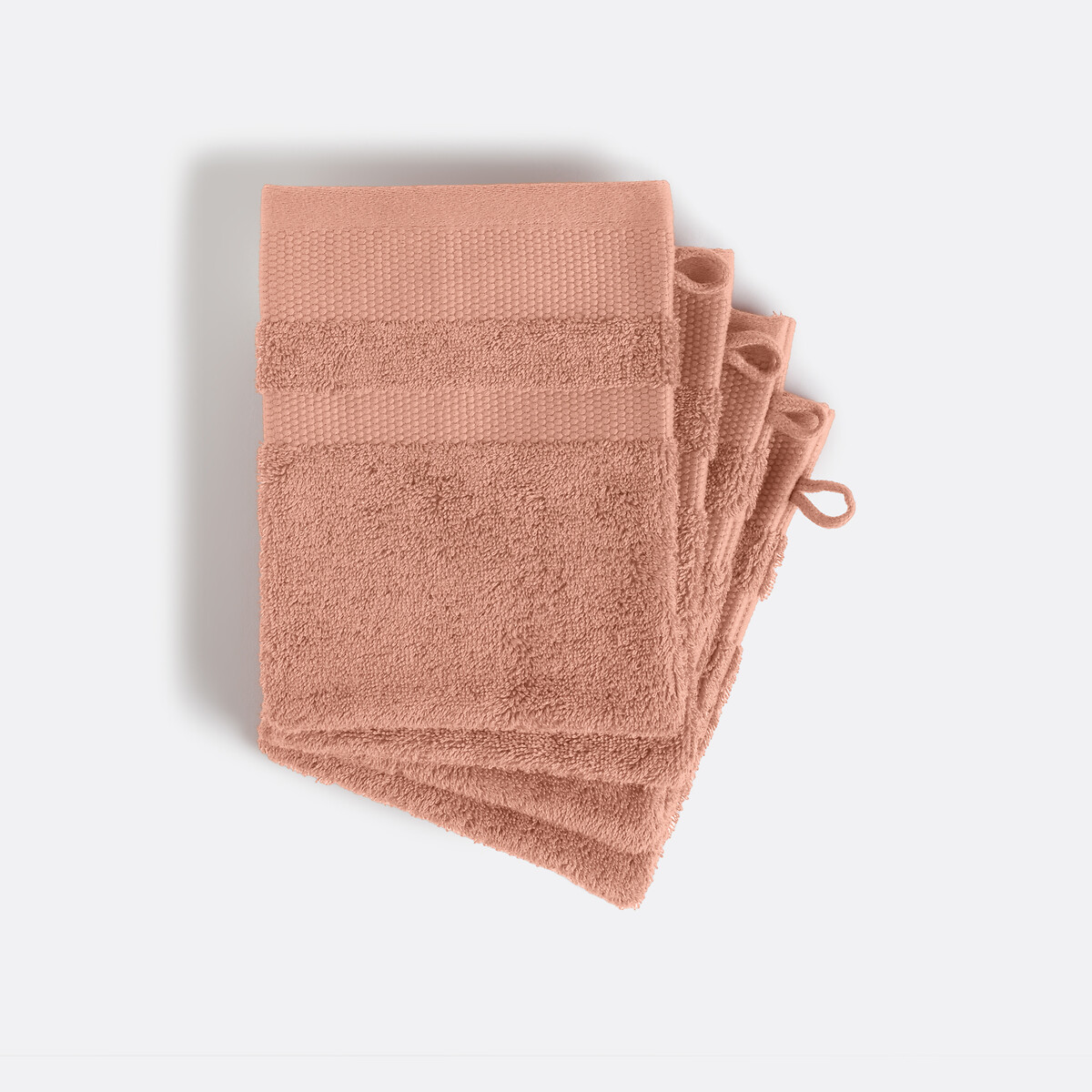 Conjunto de 4 luvas de banho em algodão penteado 600 g/m², KHEOPS rosa-velho, LA REDOUTE INTERIEURS