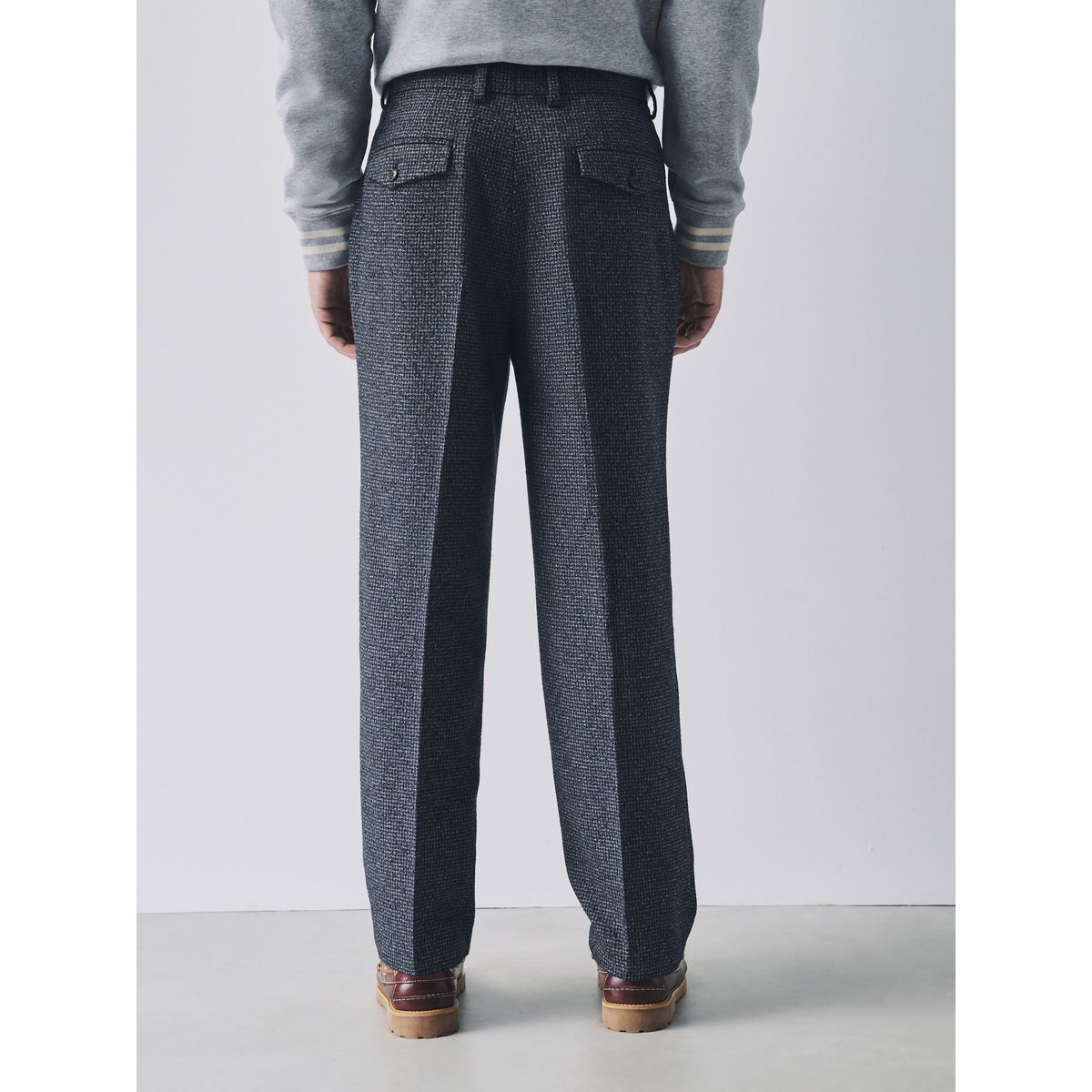 Pantalon de costume ajusté pied-de-poule bleu marine, NEXT