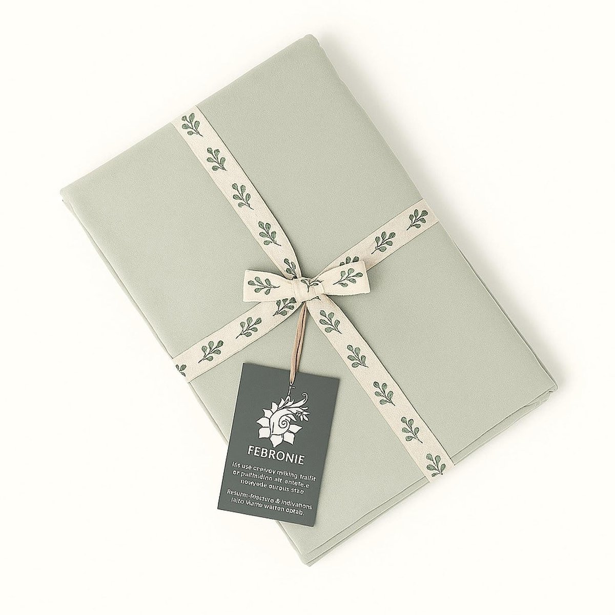 Housse de couette satin lavé de coton bio GAIA Made in Europe vert céladon, FEBRONIE