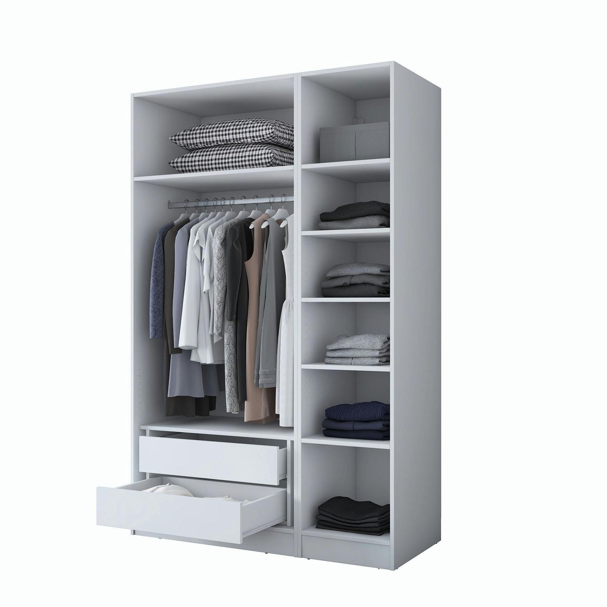 Armoire penderie blanche 3 portes à poignées verticales BYRON blanc, PIER IMPORT