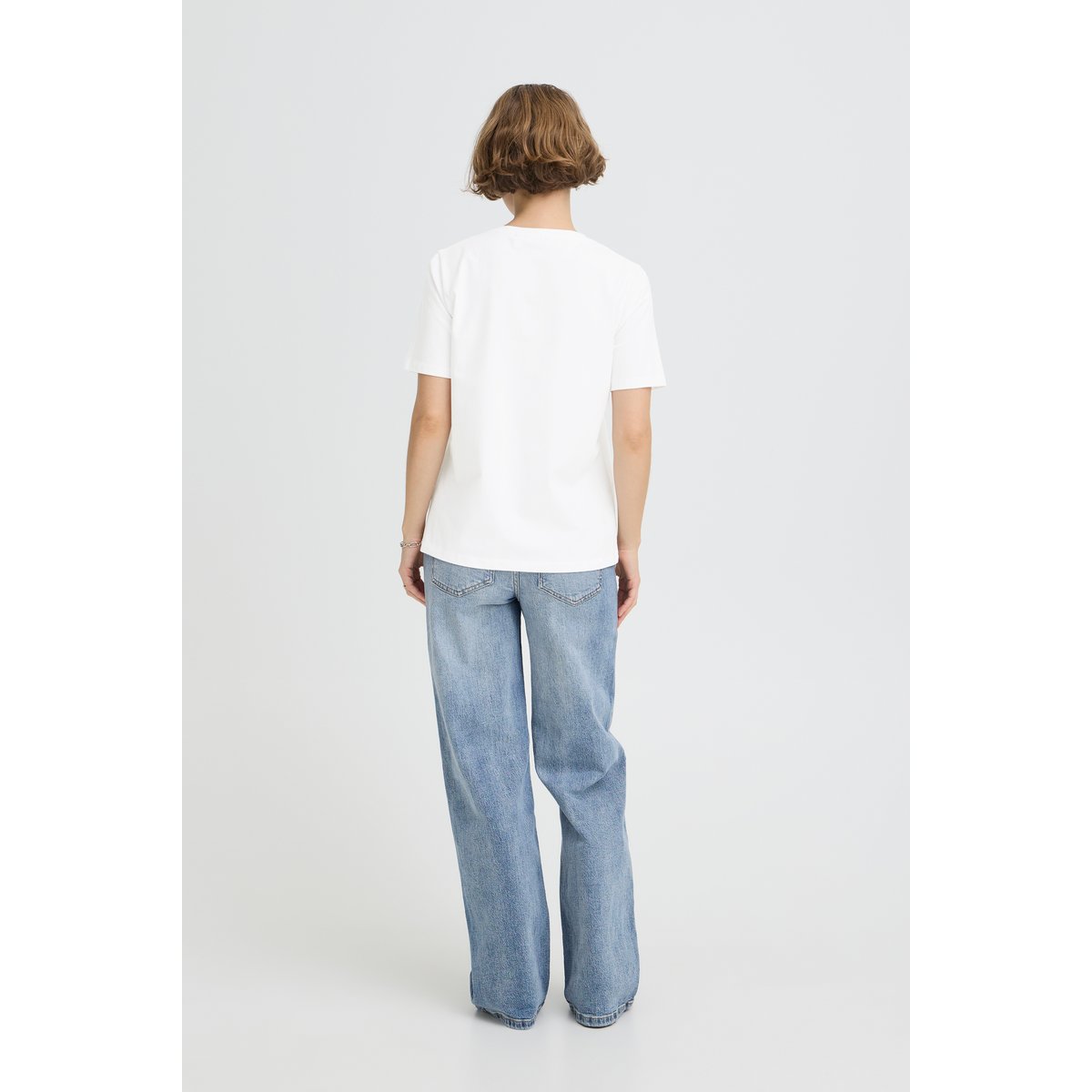 T-shirt manches courtes, coupe droite, col rond blanc optical white, B.YOUNG