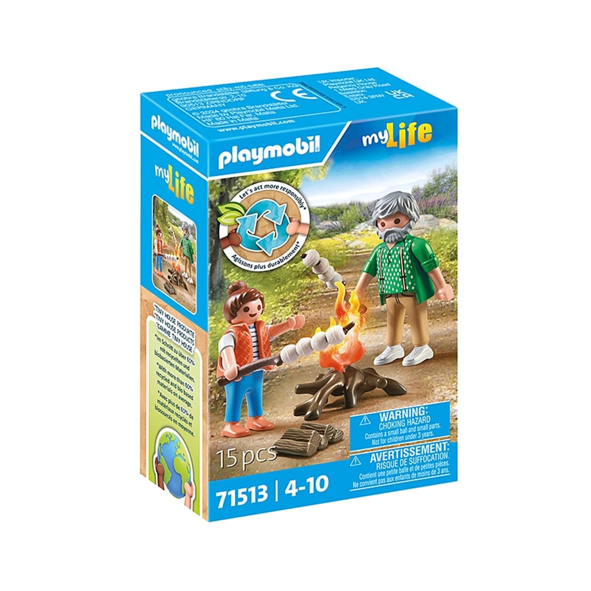 my Life Grand-père avec petite fille et feu de camp multicolore, PLAYMOBIL