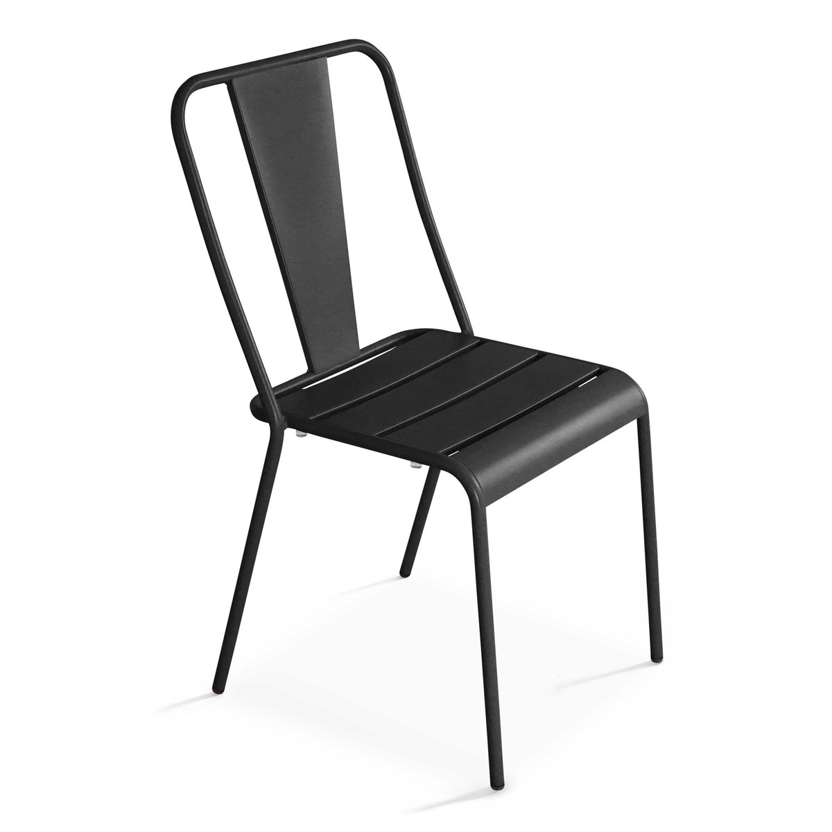 Salon de jardin table et 8 chaises bistrot en acier, PALAVAS gris anthracite, OVIALA