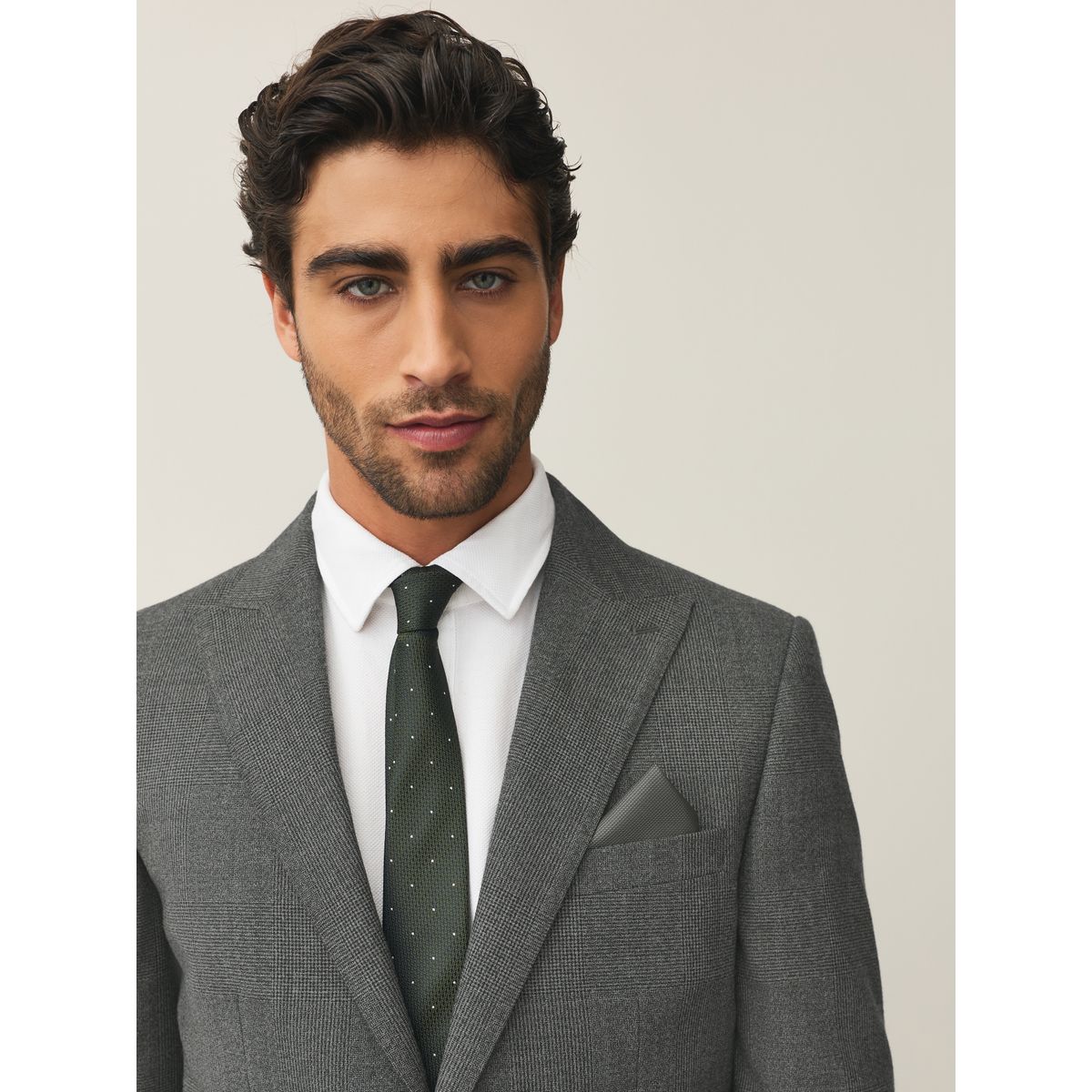 Veste de costume ajustée en laine à carreaux gris, NEXT