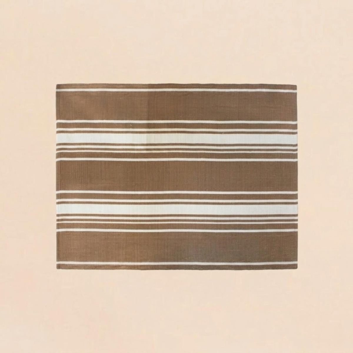 Tapis coton imprimé rayé 120x160cm taupe, ORNAMI