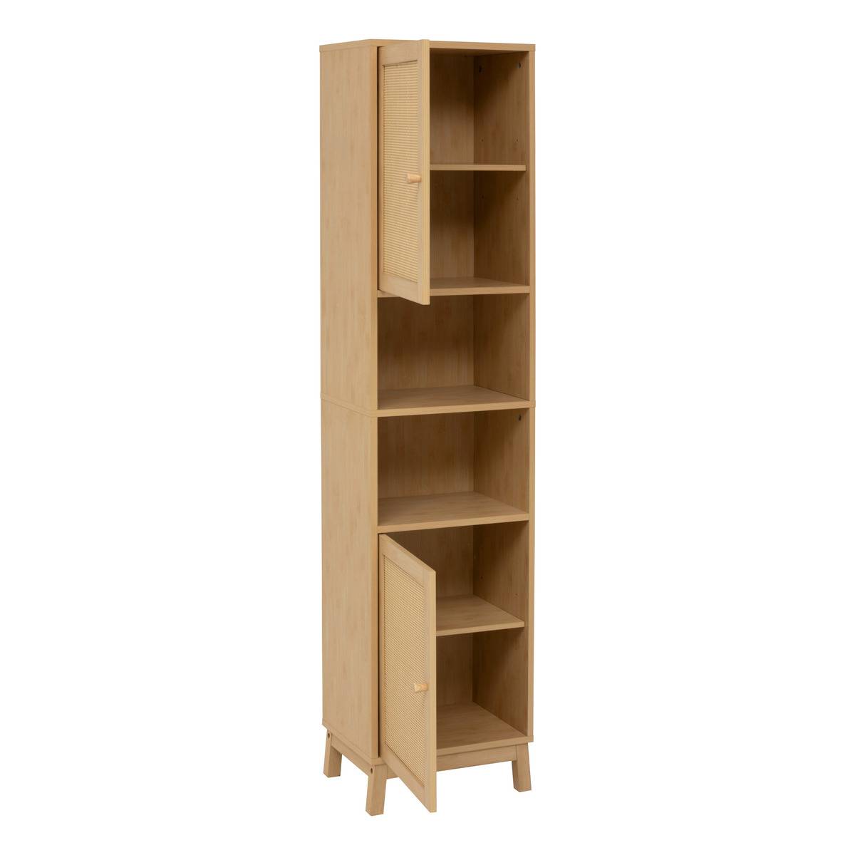 Colonne de rangement 2 portes CANE marron, 5FIVE SIMPLY SMART