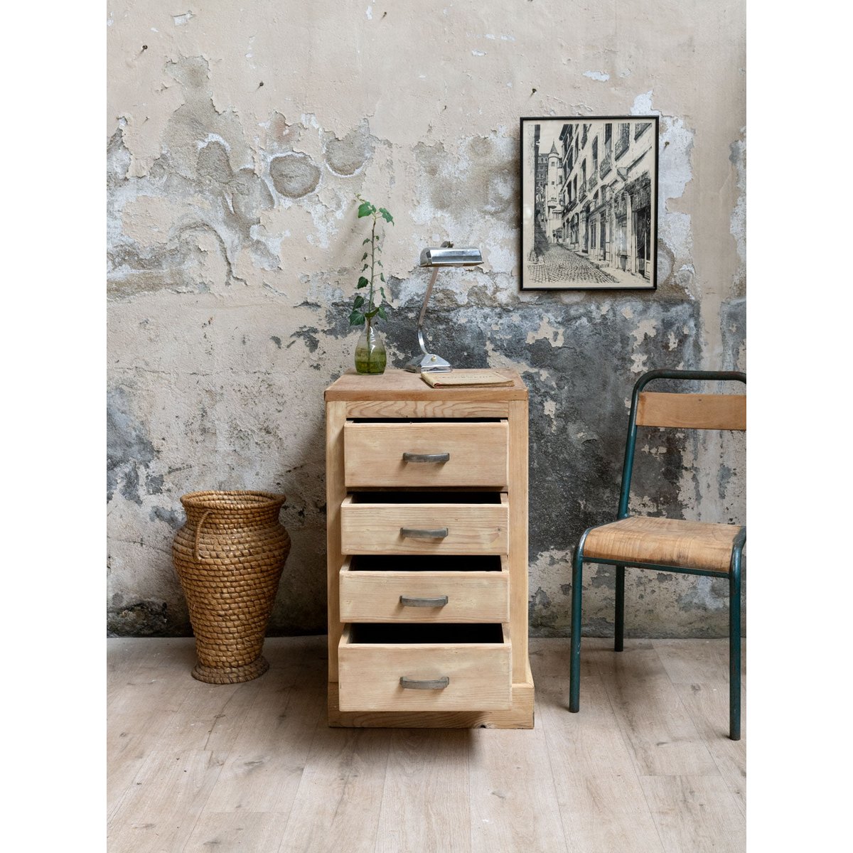 Petit meuble de rangement à tiroirs Valery N°154 - Bon état bois clair, DEBONGOUT