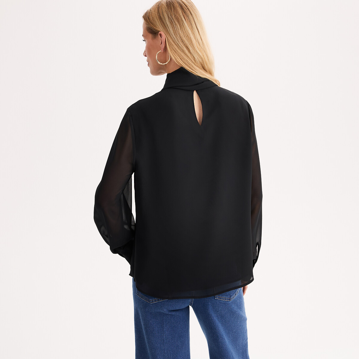 Blouse lavallière manches longues noir, ANNE WEYBURN