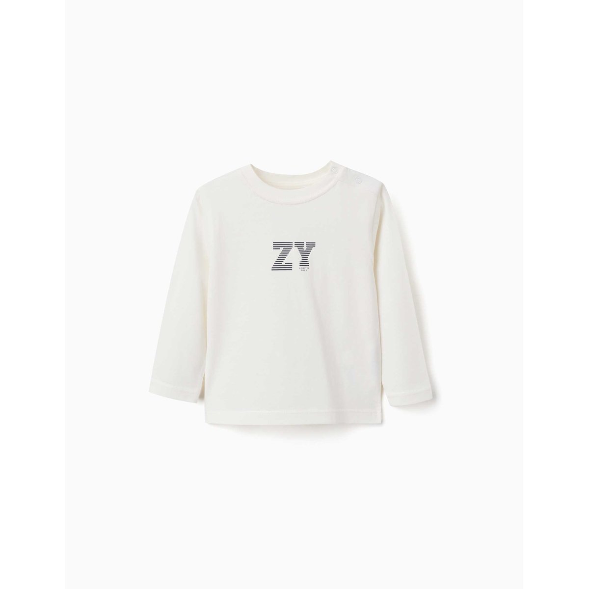T-shirt en coton à manches longues avec imprimé ZY en relief blanc, ZIPPY