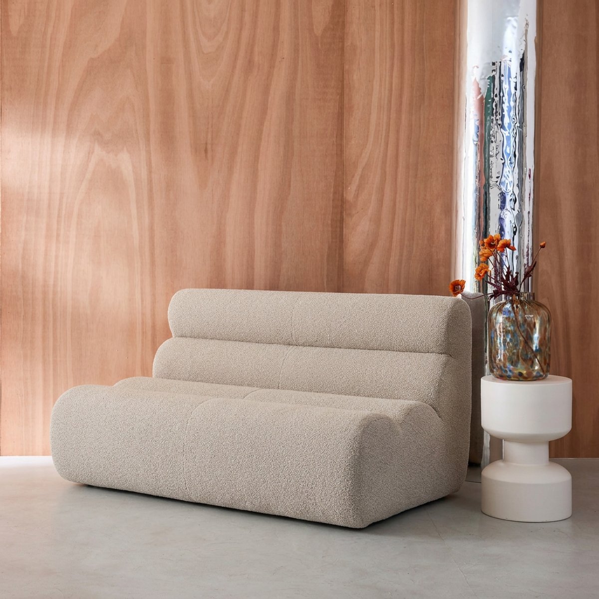 Chauffeuse compressée bouclette texturée 2 places NOVA beige, SWEEEK