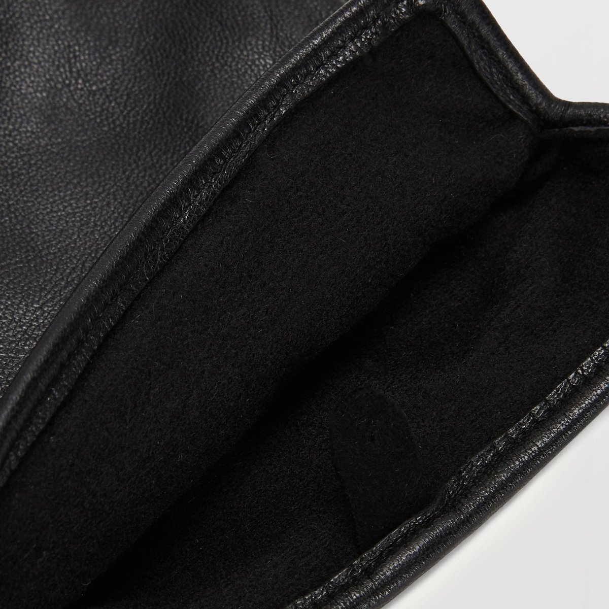 Gants longs tactiles en cuir noir, MONOPRIX