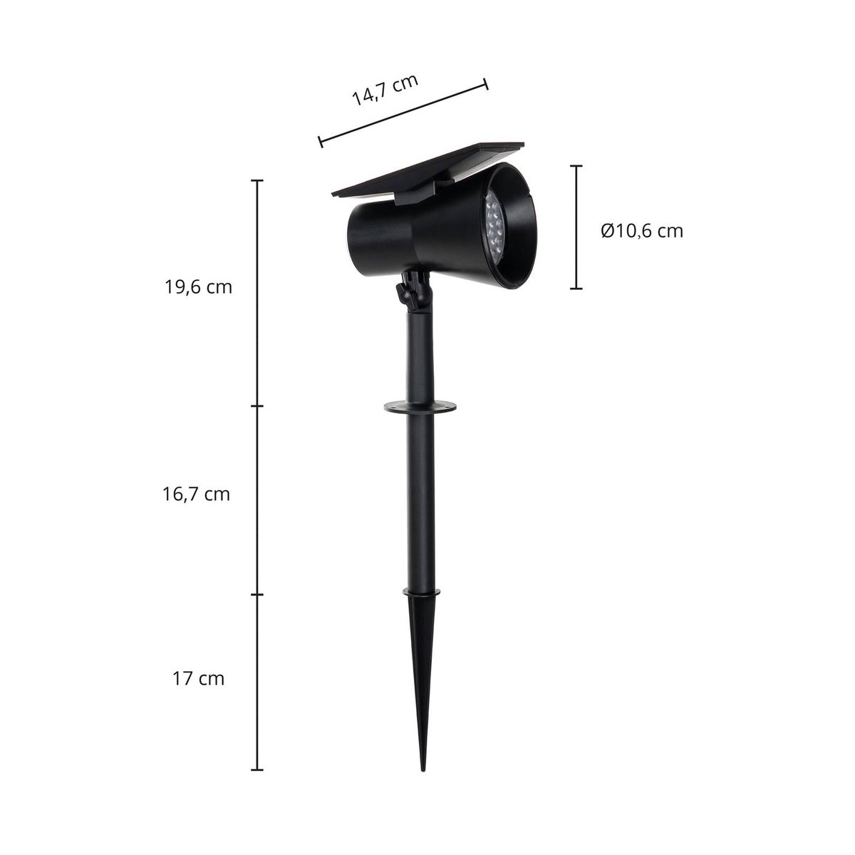 Lampe solaire  moderneLED, Birko noir, PRIOS
