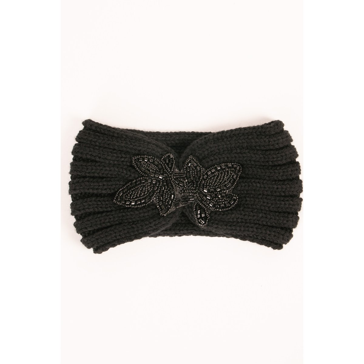 Bandeau avec détail en perles noir, MORGAN