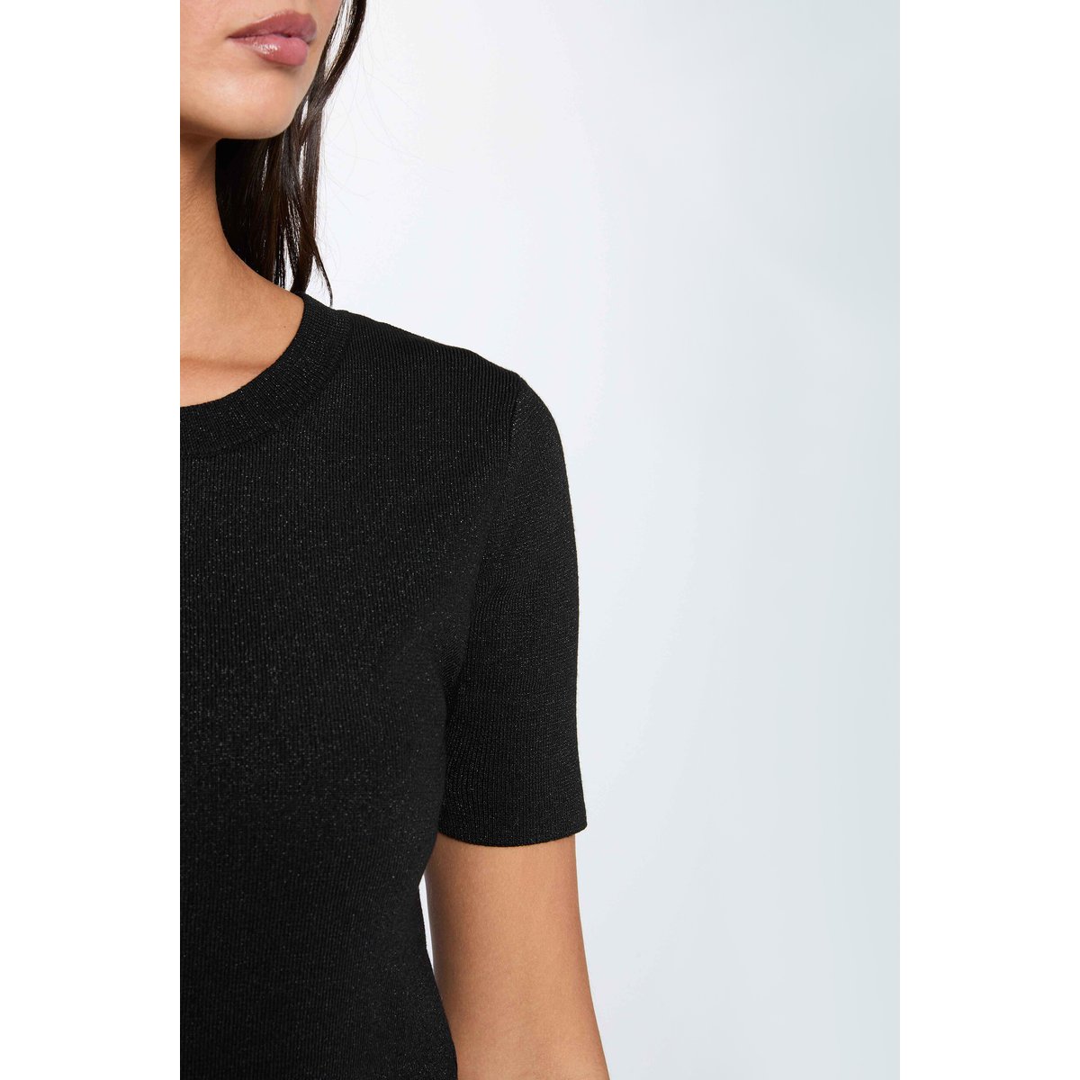 Pull col rond noir, MORGAN