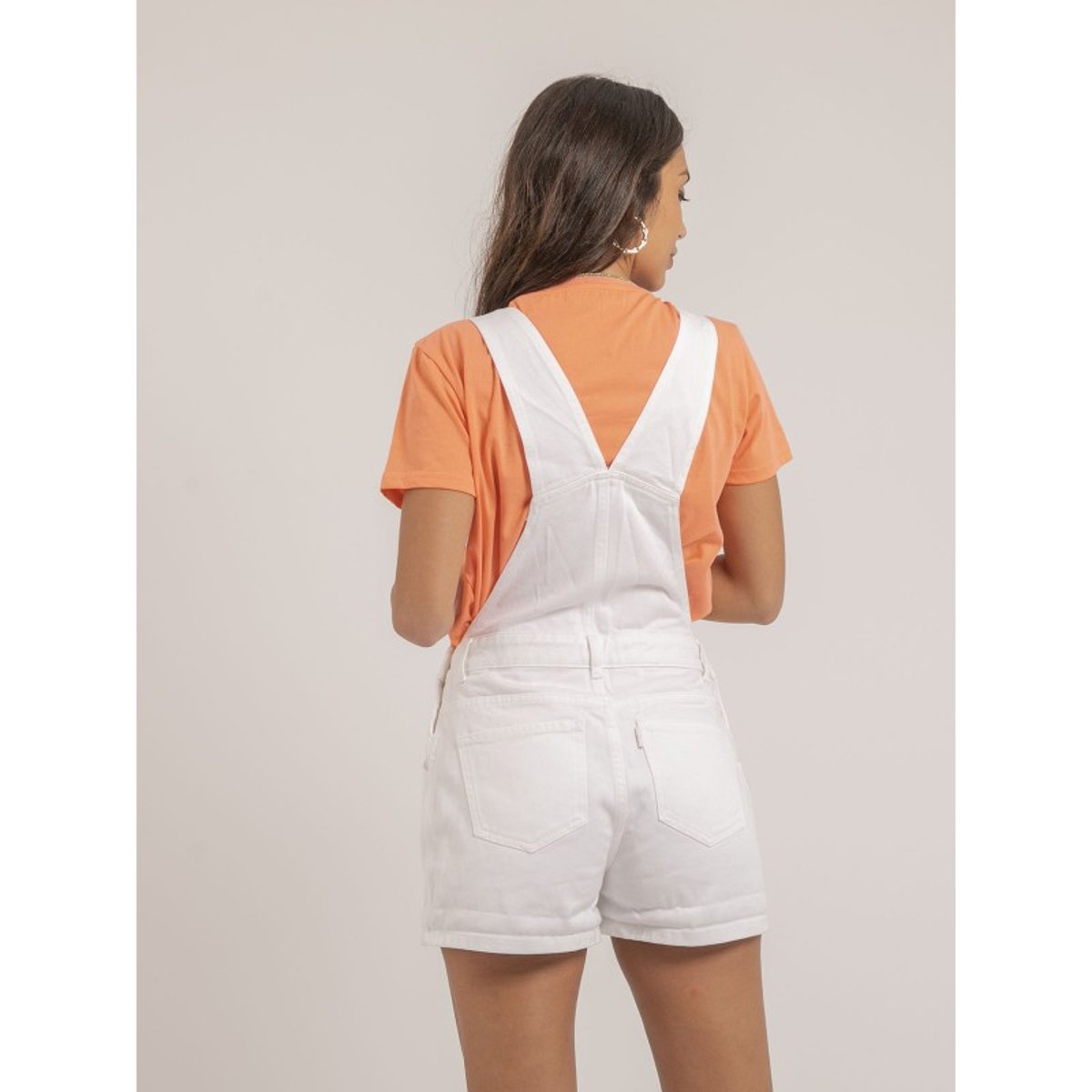 Salopette Short En Denim Xorta blanc, DONA LISA
