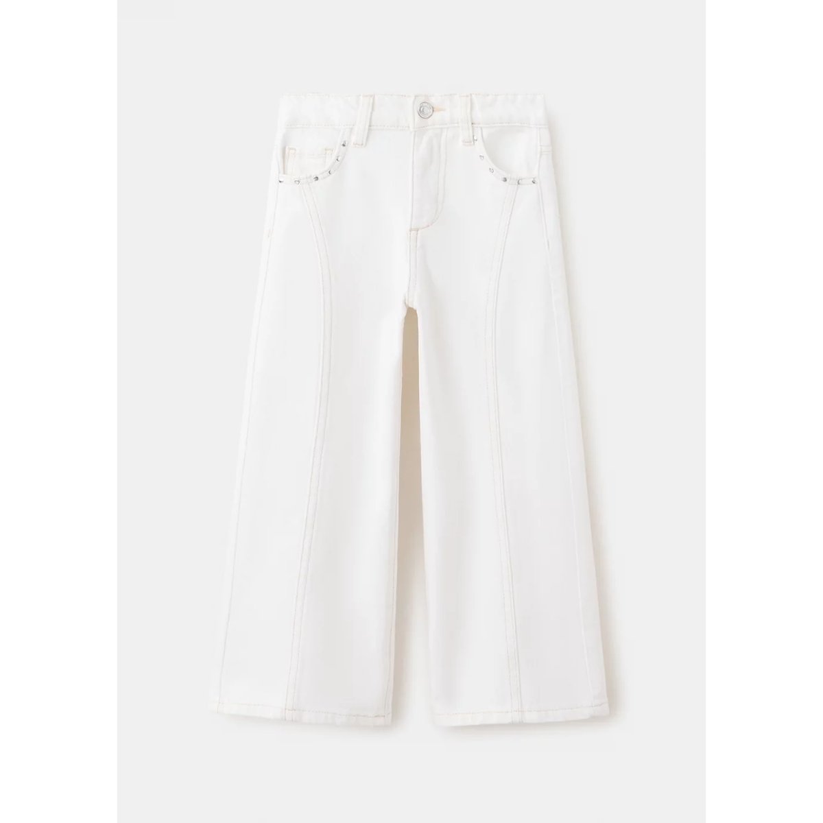 Jean style jupe-culotte clouté blanc cassé, MANGO KIDS