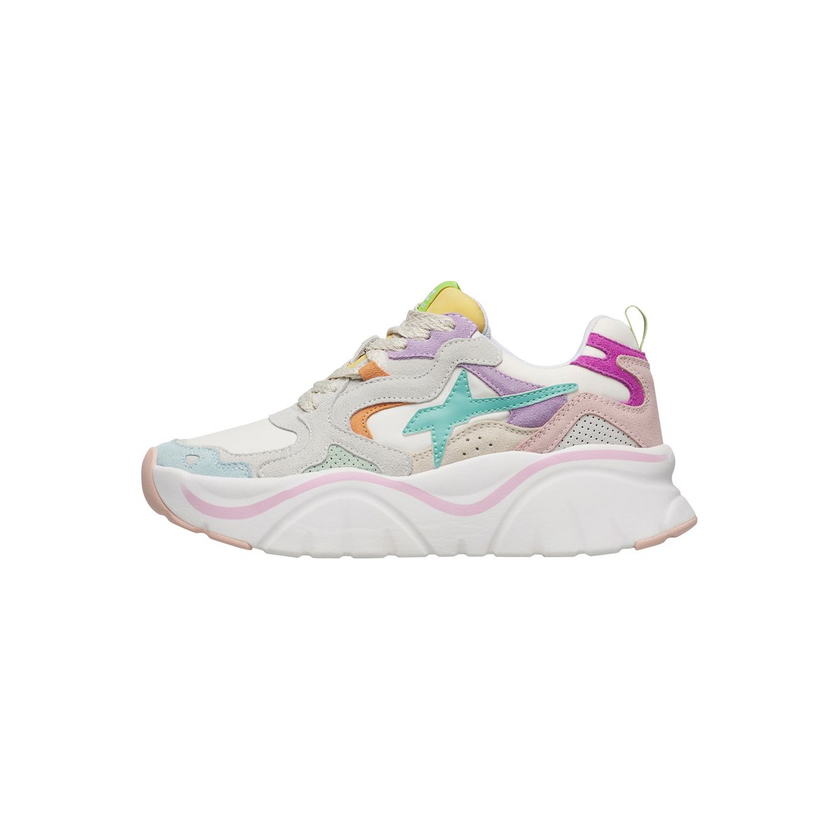 Sneakers en daim et tissu technique MIA-W. céleste-blanc, W6YZ