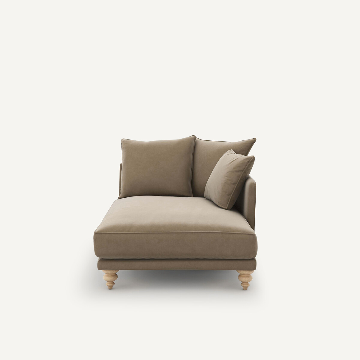 Chaise longue, em veludo, Lazare bege escuro, AM.PM