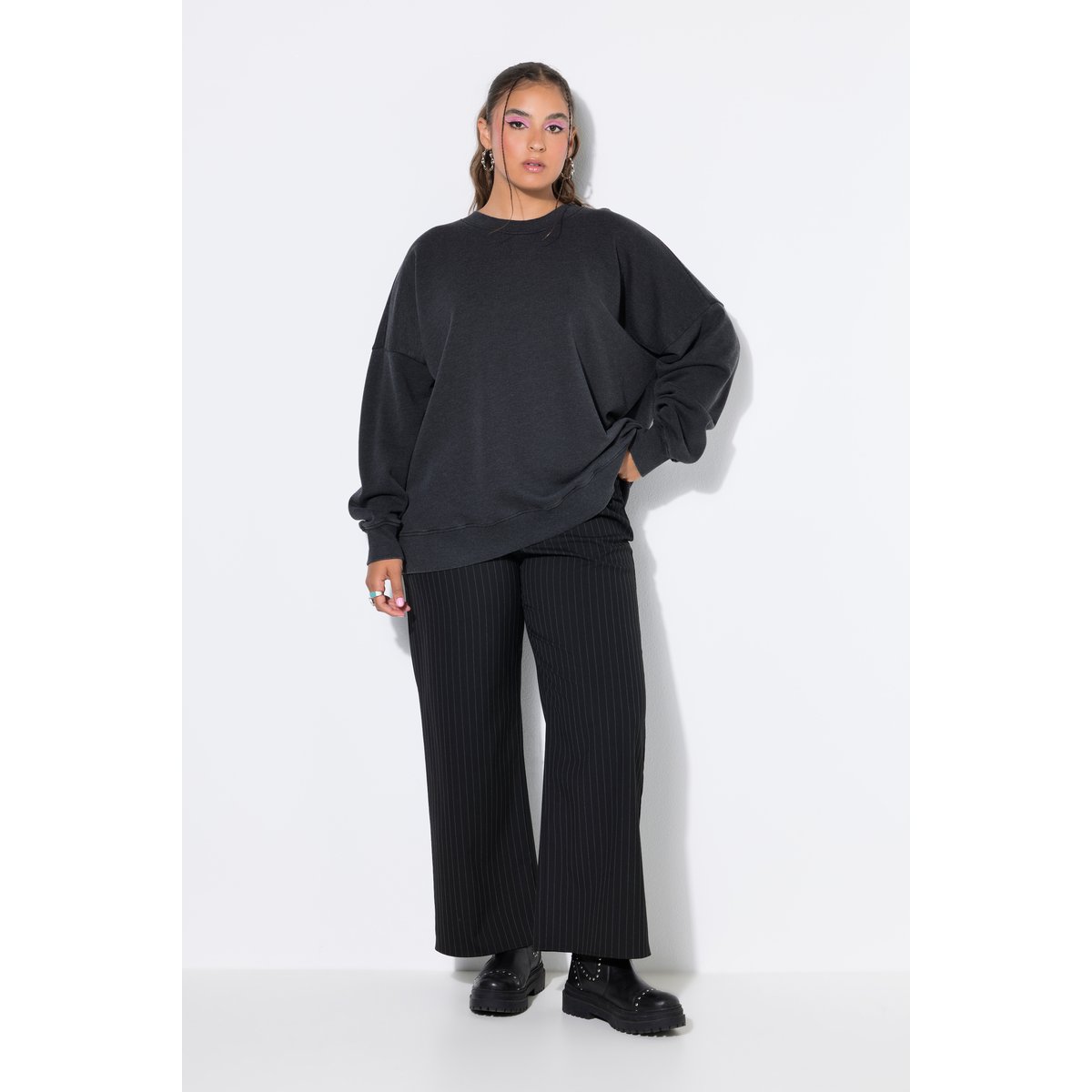 Sweat, coupe oversize, style vintage chiné anthracite, STUDIO UNTOLD